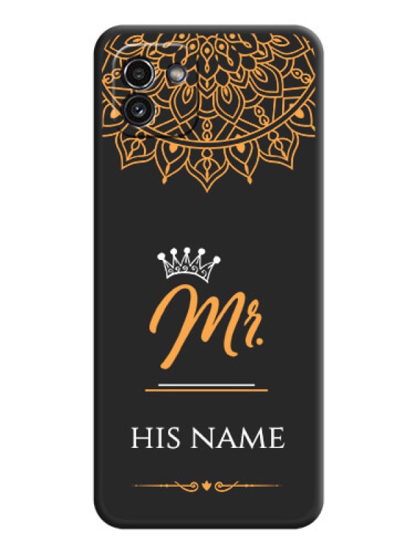Custom Mr Name with Floral Design  on Personalised Space Black Soft Matte Cases - Galaxy A03