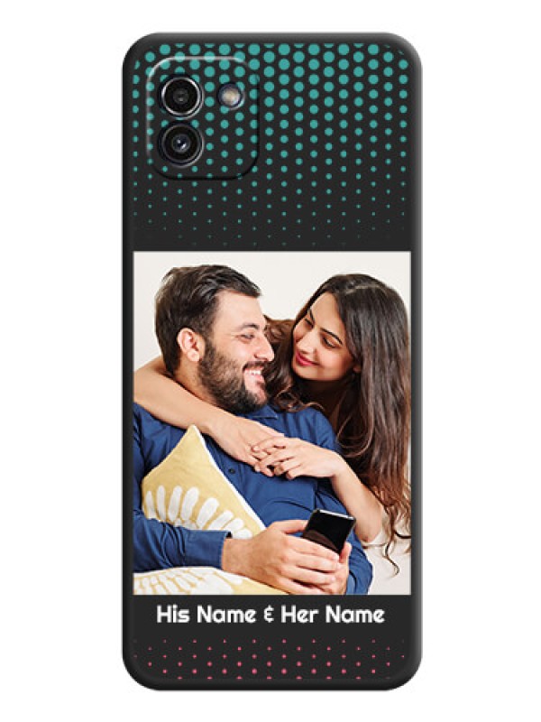 Custom Faded Dots with Grunge Photo Frame and Text on Space Black Custom Soft Matte Phone Cases - Galaxy A03