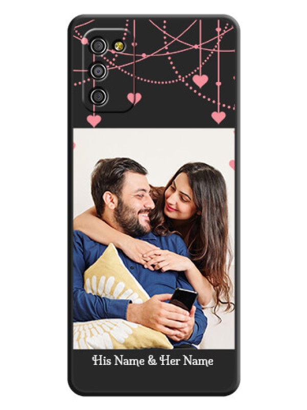 Custom Pink Love Hangings with Text on Space Black Custom Soft Matte Back Cover - Galaxy A03s