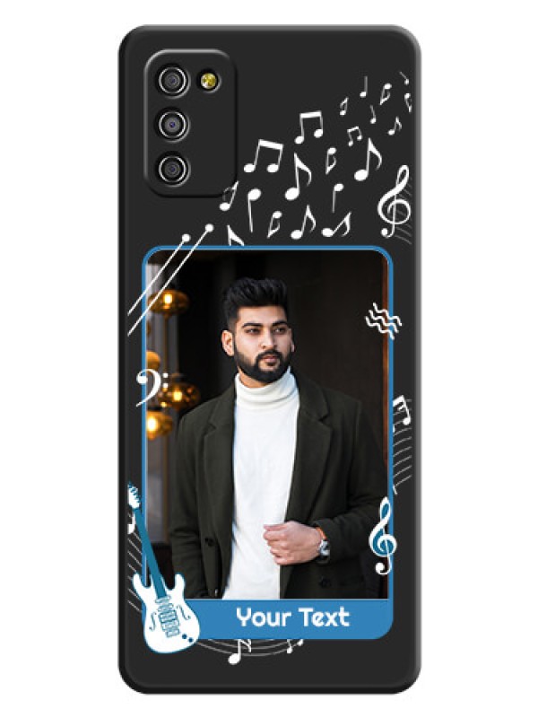 Custom Musical Theme Design with Text on Photo on Space Black Soft Matte Mobile Case - Galaxy A03s