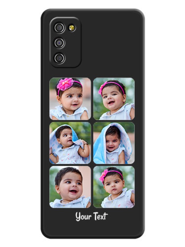 Custom Floral Art with 6 Image Holder on Photo on Space Black Soft Matte Mobile Case - Galaxy A03s
