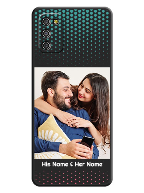 Custom Faded Dots with Grunge Photo Frame and Text on Space Black Custom Soft Matte Phone Cases - Galaxy A03s