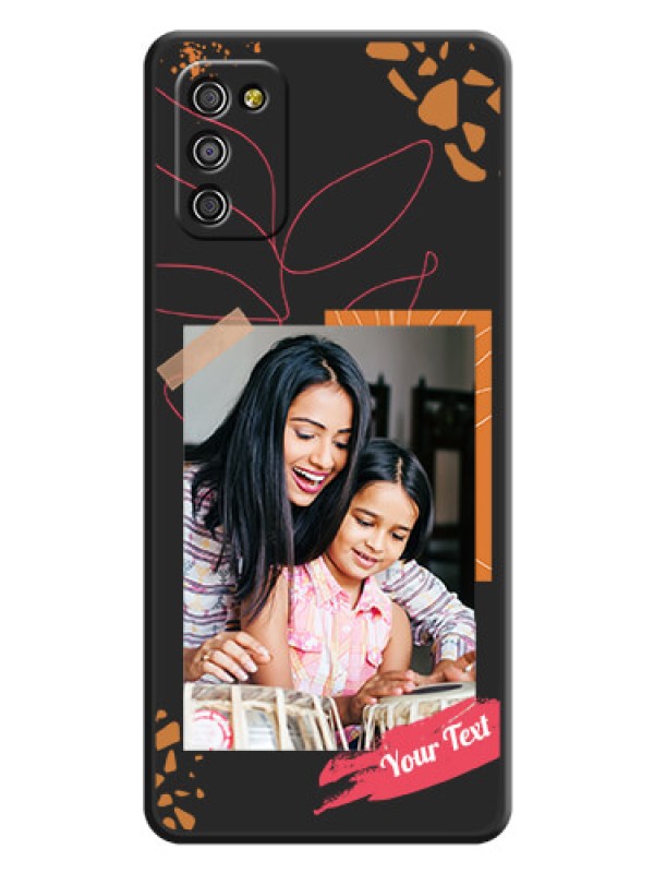 Custom Orange Photo Frame on Space Black Custom Soft Matte Phone Back Cover - Galaxy A03s