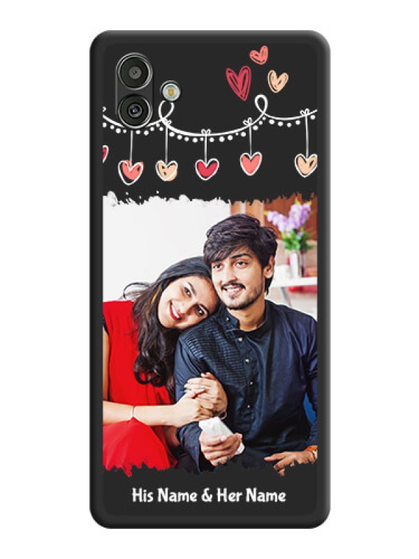 Custom Pink Love Hangings with Name on Space Black Custom Soft Matte Phone Cases - Samsung Galaxy A04