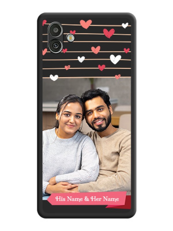 Custom Love Pattern with Name on Pink Ribbon  on Photo on Space Black Soft Matte Back Cover - Samsung Galaxy A04