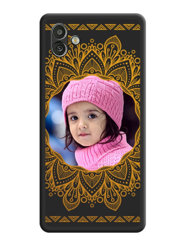 Custom Round Image with Floral Design on Photo on Space Black Soft Matte Mobile Cover - Samsung Galaxy A04