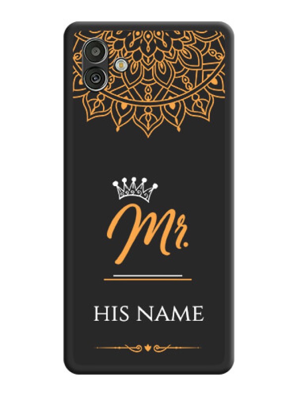Custom Mr Name with Floral Design  on Personalised Space Black Soft Matte Cases - Samsung Galaxy A04
