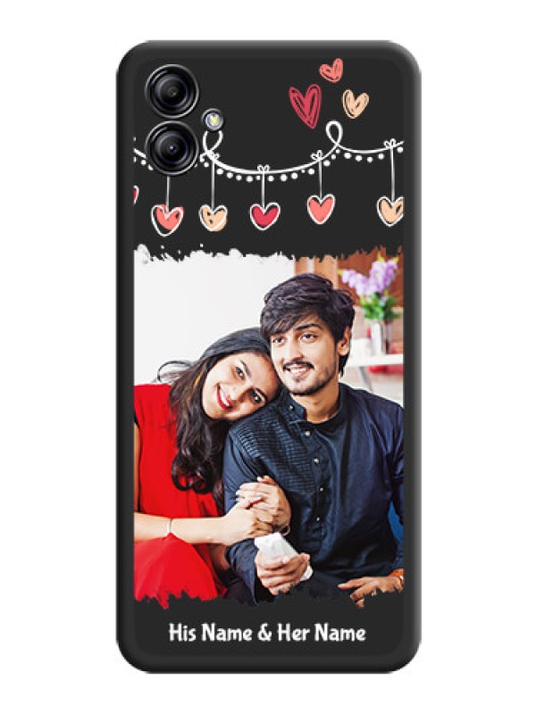 Custom Pink Love Hangings with Name on Space Black Custom Soft Matte Phone Cases - Samsung Galaxy A04e