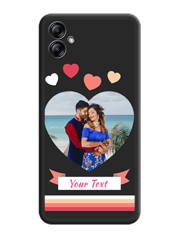 Custom Love Shaped Photo with Colorful Stripes on Personalised Space Black Soft Matte Cases - Samsung Galaxy A04e