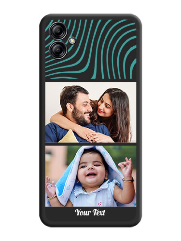Custom Wave Pattern with 2 Image Holder on Space Black Personalized Soft Matte Phone Covers - Samsung Galaxy A04e