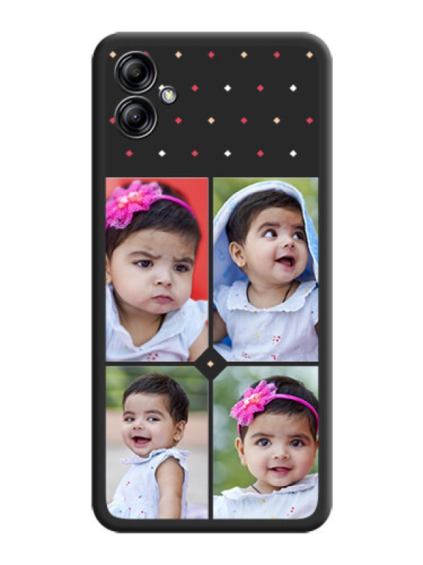 Custom Multicolor Dotted Pattern with 4 Image Holder on Space Black Custom Soft Matte Phone Cases - Samsung Galaxy A04e