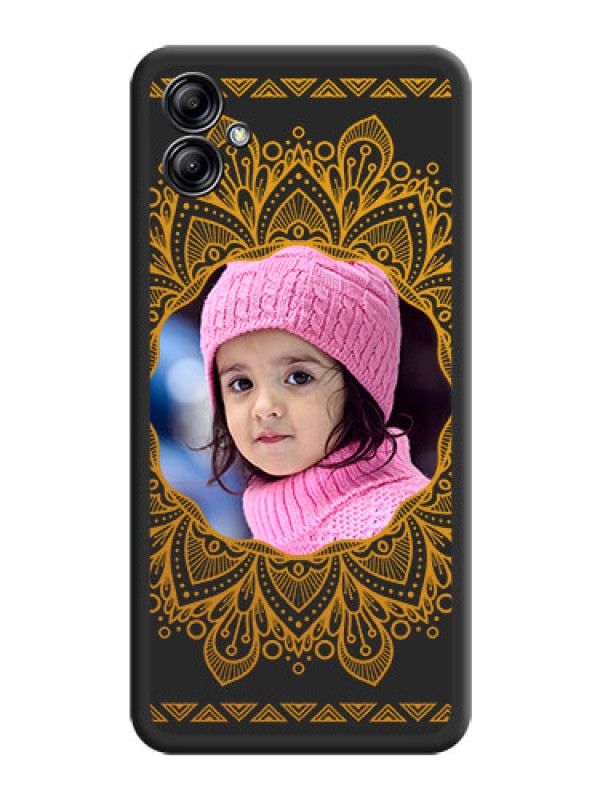 Custom Round Image with Floral Design on Photo on Space Black Soft Matte Mobile Cover - Samsung Galaxy A04e