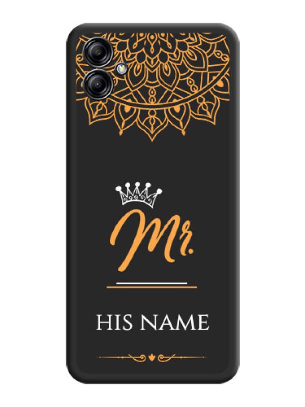 Custom Mr Name with Floral Design  on Personalised Space Black Soft Matte Cases - Samsung Galaxy A04e