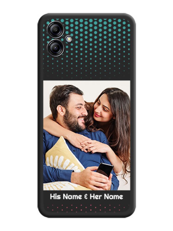 Custom Faded Dots with Grunge Photo Frame and Text on Space Black Custom Soft Matte Phone Cases - Samsung Galaxy A04e