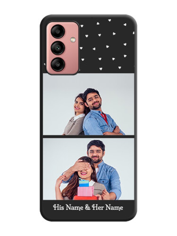 Custom Miniature Love Symbols with Name on Space Black Custom Soft Matte Back Cover - Galaxy A04s