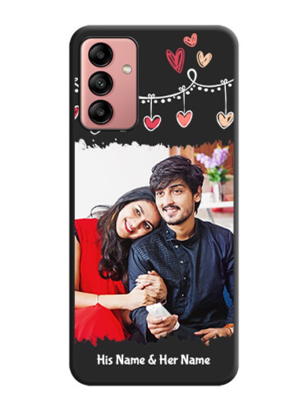 Custom Pink Love Hangings with Name on Space Black Custom Soft Matte Phone Cases - Galaxy A04s