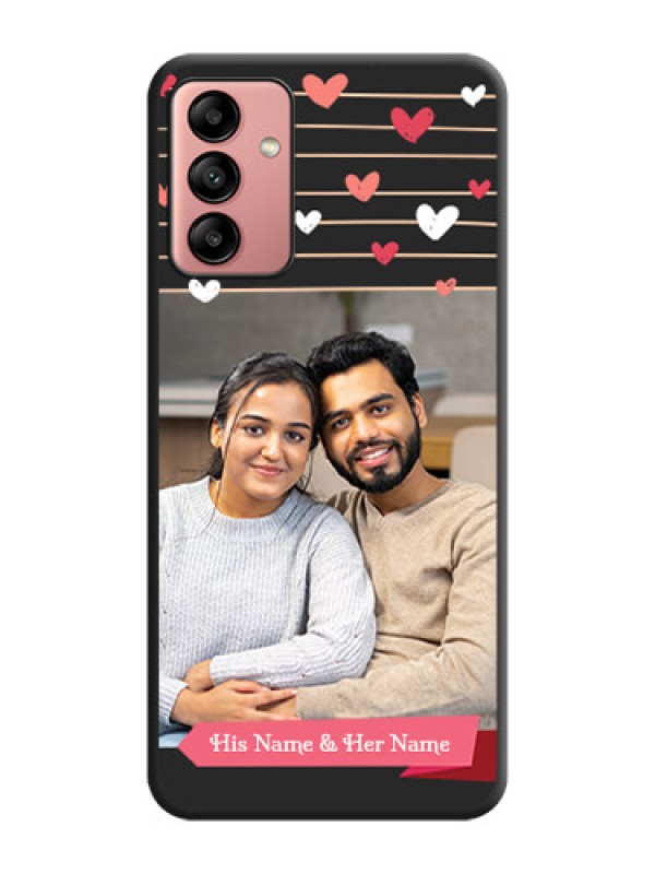 Custom Love Pattern with Name on Pink Ribbon  on Photo on Space Black Soft Matte Back Cover - Galaxy A04s
