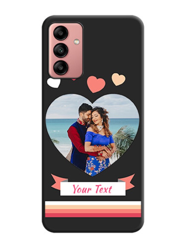 Custom Love Shaped Photo with Colorful Stripes on Personalised Space Black Soft Matte Cases - Galaxy A04s