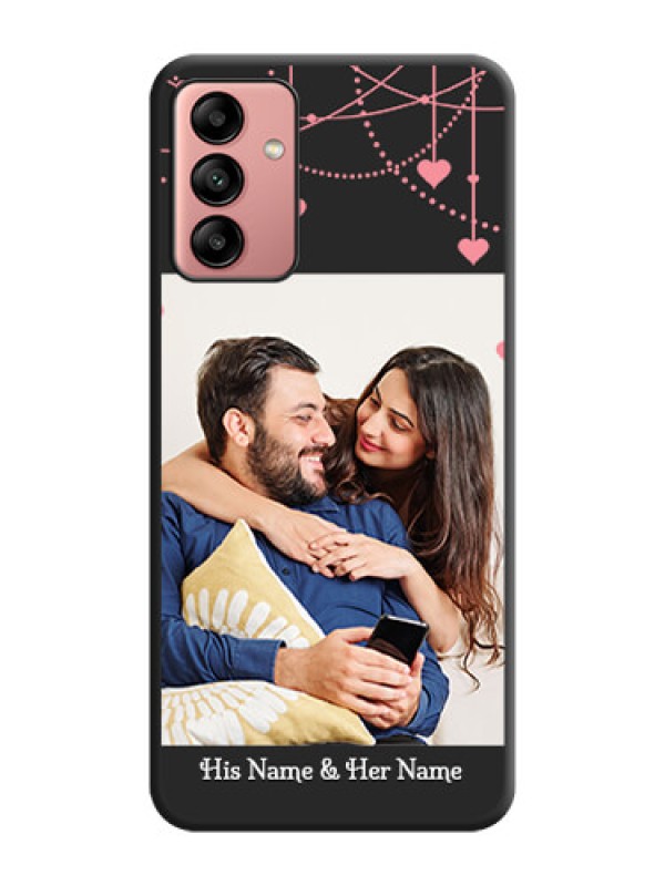 Custom Pink Love Hangings with Text on Space Black Custom Soft Matte Back Cover - Galaxy A04s