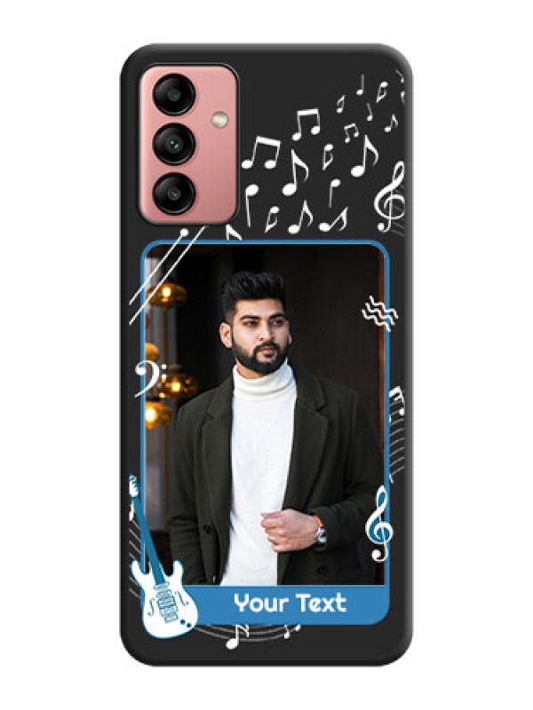 Custom Musical Theme Design with Text on Photo on Space Black Soft Matte Mobile Case - Galaxy A04s