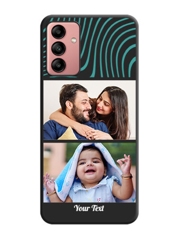 Custom Wave Pattern with 2 Image Holder on Space Black Personalized Soft Matte Phone Covers - Galaxy A04s