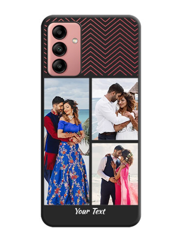 Custom Wave Pattern with 3 Image Holder on Space Black Custom Soft Matte Back Cover - Galaxy A04s