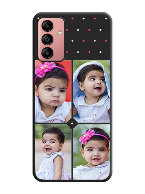 Custom Multicolor Dotted Pattern with 4 Image Holder on Space Black Custom Soft Matte Phone Cases - Galaxy A04s
