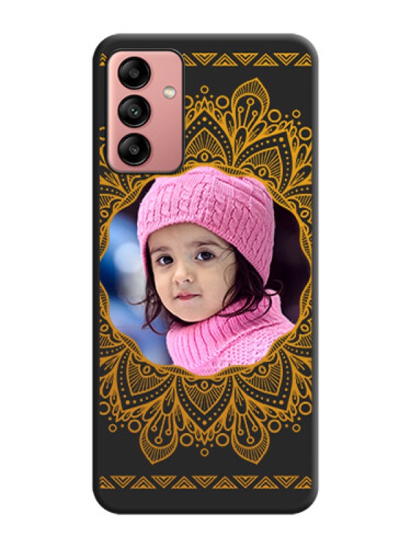 Custom Round Image with Floral Design on Photo on Space Black Soft Matte Mobile Cover - Galaxy A04s