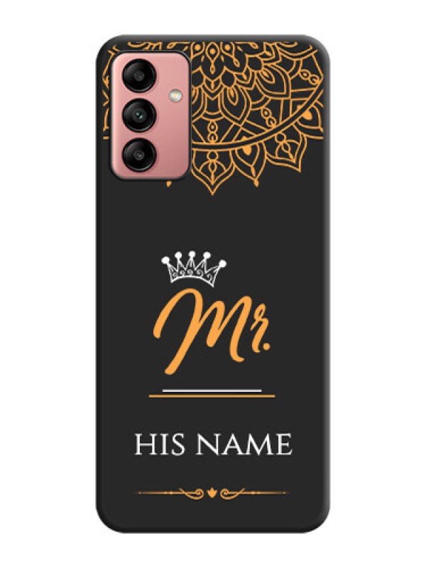 Custom Mr Name with Floral Design  on Personalised Space Black Soft Matte Cases - Galaxy A04s
