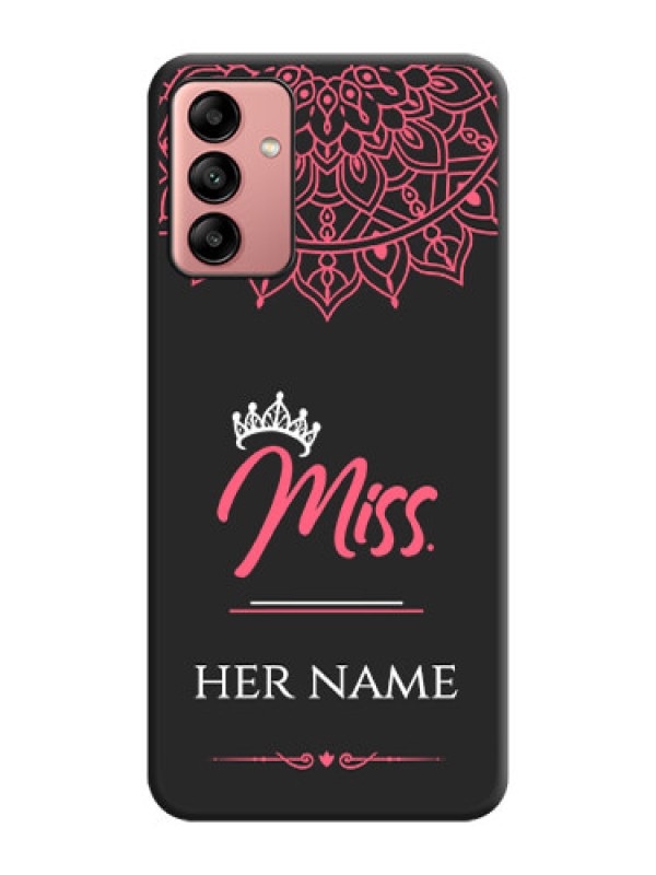 Custom Mrs Name with Floral Design on Space Black Personalized Soft Matte Phone Covers - Galaxy A04s