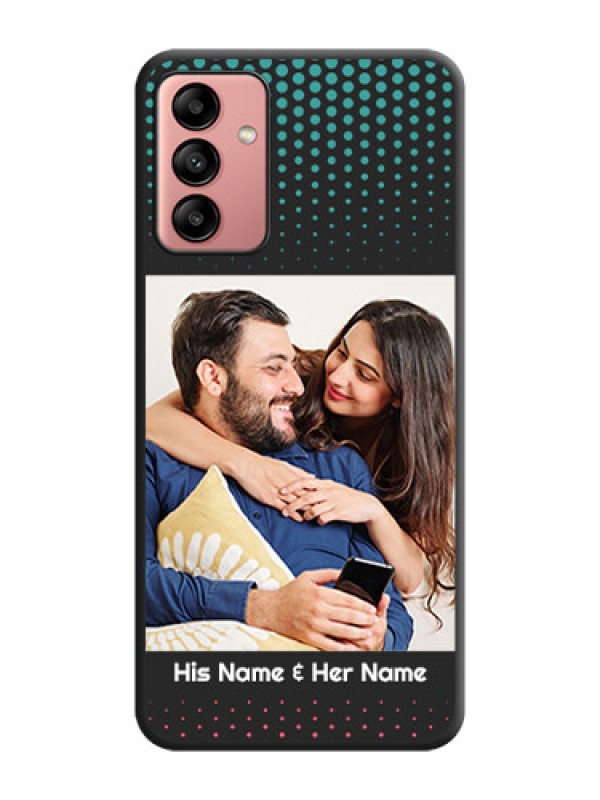 Custom Faded Dots with Grunge Photo Frame and Text on Space Black Custom Soft Matte Phone Cases - Galaxy A04s