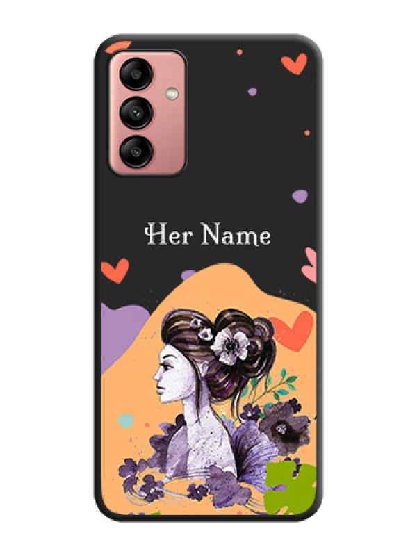 Custom Namecase For Her With Fancy Lady Image On Space Black Personalized Soft Matte Phone Covers -Samsung Galaxy A04S