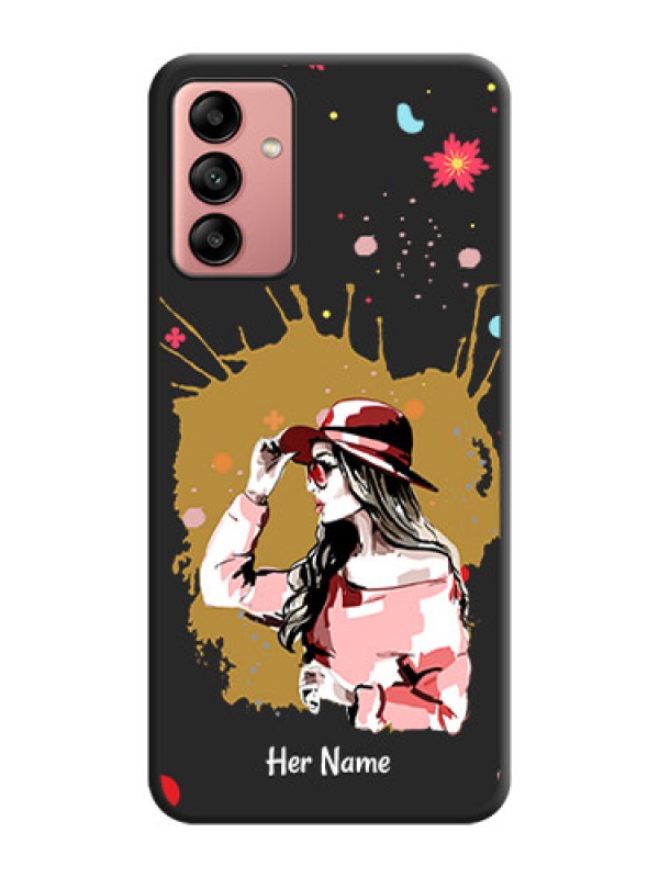 Custom Mordern Lady With Color Splash Background With Custom Text On Space Black Personalized Soft Matte Phone Covers -Samsung Galaxy A04S