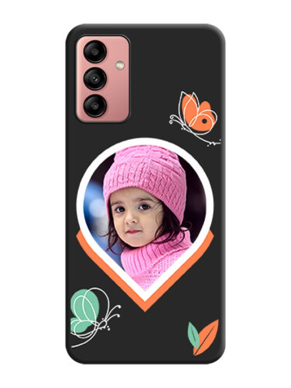Custom Upload Pic With Simple Butterly Design On Space Black Personalized Soft Matte Phone Covers -Samsung Galaxy A04S