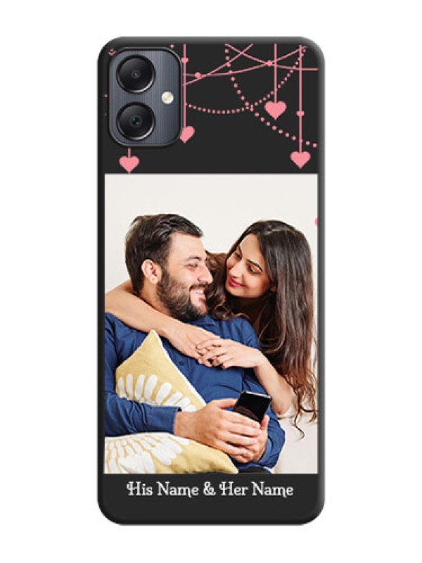 Custom Pink Love Hangings with Text On Space Black Custom Soft Matte Mobile Back Cover - Galaxy A05