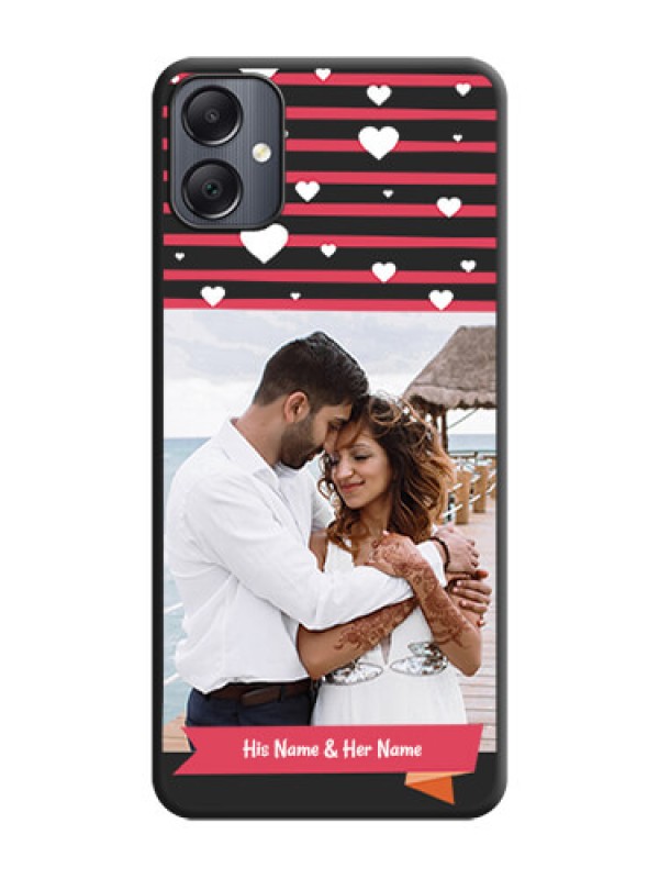 Custom White Color Love Symbols with Pink Lines Pattern On Space Black Custom Soft Matte Mobile Back Cover - Galaxy A05