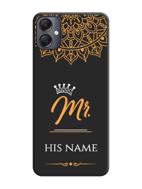 Custom Mr Name with Floral Design On Space Black Custom Soft Matte Mobile Back Cover - Galaxy A05