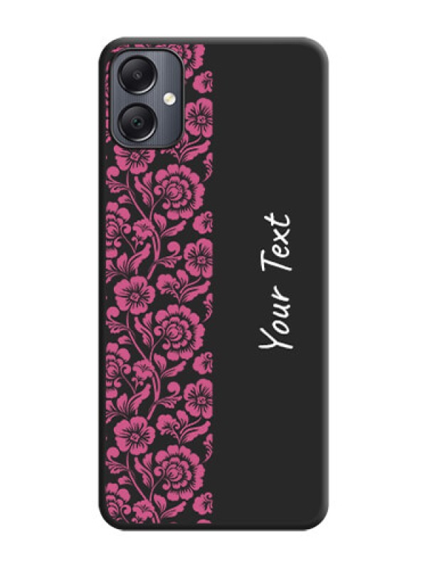 Custom Pink Floral Pattern Design With Custom Text On Space Black Custom Soft Matte Mobile Back Cover - Galaxy A05