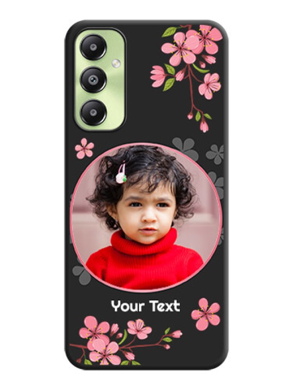 Custom Round Image with Pink Color Floral Design on Photo On Space Black Custom Soft Matte Mobile Back Cover - Galaxy A05s
