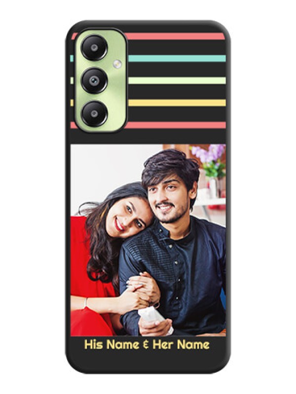 Custom Color Stripes with Photo and Text on Photo  On Space Black Custom Soft Matte Mobile Back Cover - Galaxy A05s