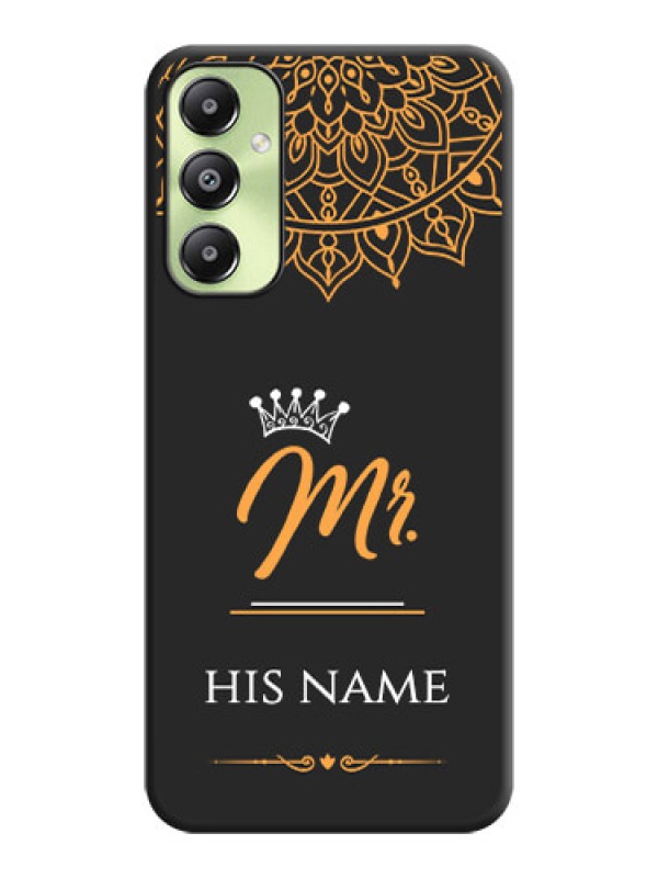 Custom Mr Name with Floral Design On Space Black Custom Soft Matte Mobile Back Cover - Galaxy A05s