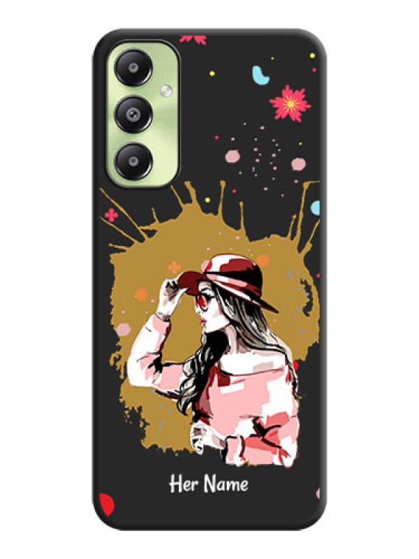 Custom Mordern Lady With Color Splash Background With Custom Text On Space Black Custom Soft Matte Mobile Back Cover - Galaxy A05s