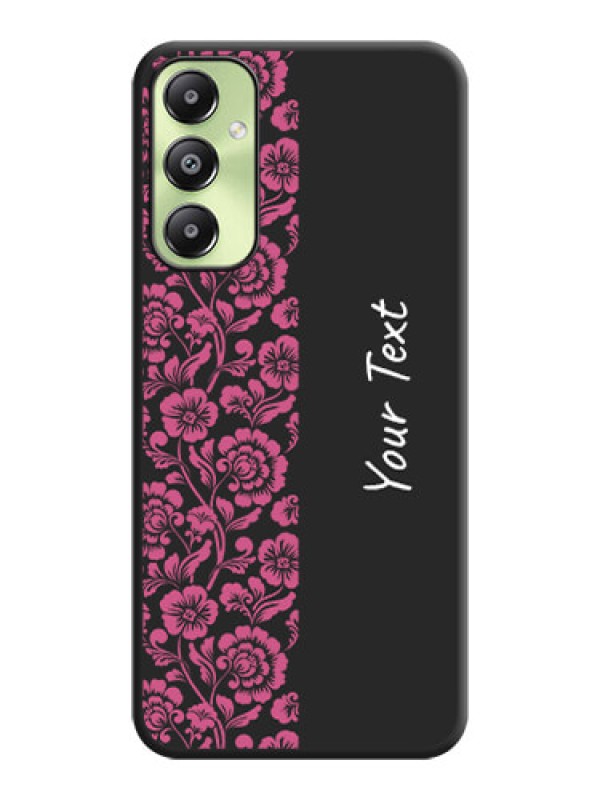 Custom Pink Floral Pattern Design With Custom Text On Space Black Custom Soft Matte Mobile Back Cover - Galaxy A05s