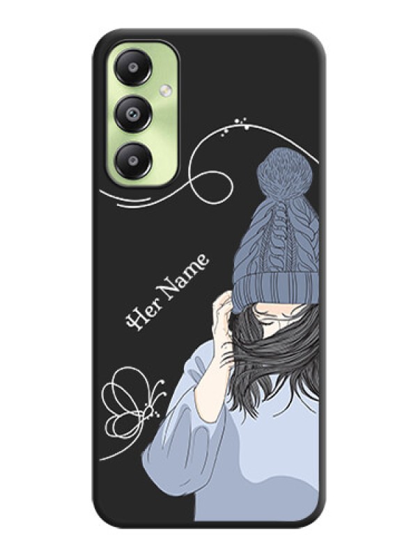 Custom Girl With Blue Winter Outfiit Custom Text Design On Space Black Custom Soft Matte Mobile Back Cover - Galaxy A05s