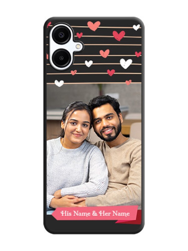 Custom Love Pattern with Name on Pink Ribbon on Photo On Space Black Custom Soft Matte Mobile Back Cover - Galaxy A06