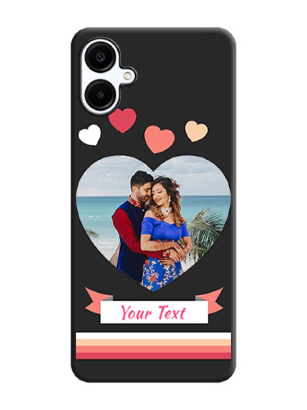 Custom Love Shaped Photo with Colorful Stripes On Space Black Custom Soft Matte Mobile Back Cover - Galaxy A06