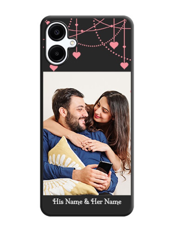 Custom Pink Love Hangings with Text On Space Black Custom Soft Matte Mobile Back Cover - Galaxy A06