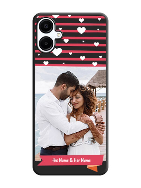 Custom White Color Love Symbols with Pink Lines Pattern On Space Black Custom Soft Matte Mobile Back Cover - Galaxy A06