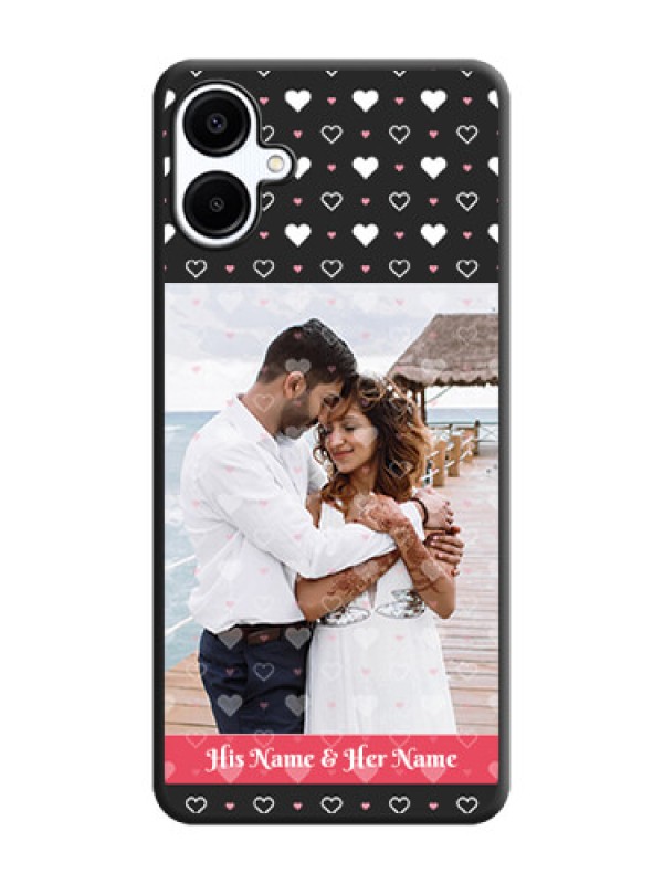 Custom White Color Love Symbols with Text Design on Photo On Space Black Custom Soft Matte Mobile Back Cover - Galaxy A06