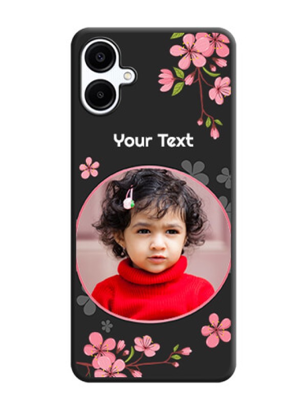 Custom Round Image with Pink Color Floral Design on Photo On Space Black Custom Soft Matte Mobile Back Cover - Galaxy A06